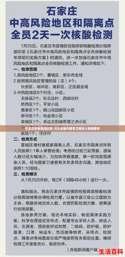 石家庄核酸检测政策/河北省省内城市之间出入防疫要求