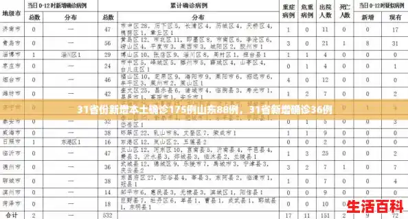 31省份新增本土确诊175例山东88例，31省新增确诊36例