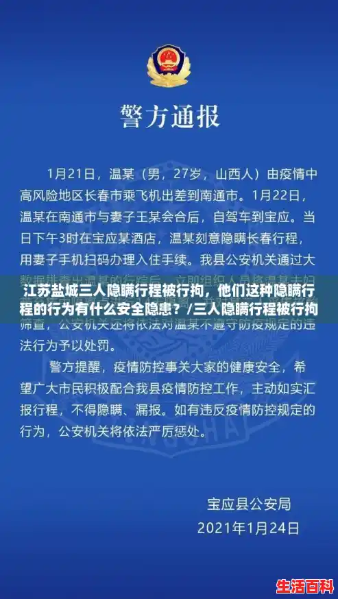 江苏盐城三人隐瞒行程被行拘,他们这种隐瞒行程的行为有什么安全隐患?/三人隐瞒行程被行拘 江苏盐城三人隐瞒行程被行拘,他们这种隐瞒行程的行为有什么安全隐患?/三人隐瞒行程被行拘