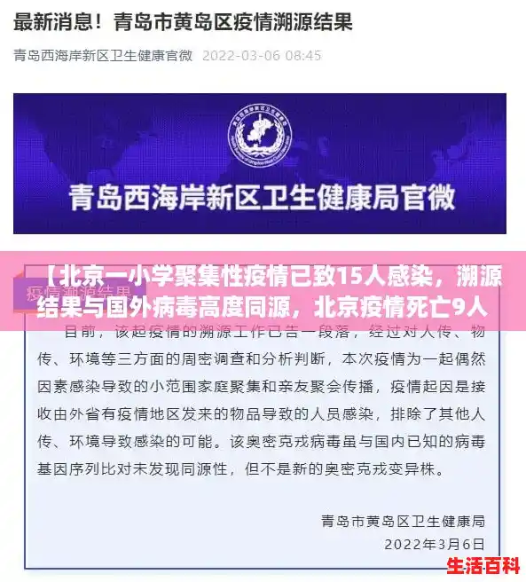 【北京一小学聚集性疫情已致15人感染,溯源结果与国外病毒高度同源,北京疫情死亡9人】 【北京一小学聚集性疫情已致15人感染,溯源结果与国外病毒高度同源,北京疫情死亡9人】