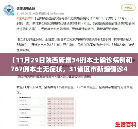 【11月29日陕西新增34例本土确诊病例和767例本土无症状，31省区市新增确诊44例 新闻】