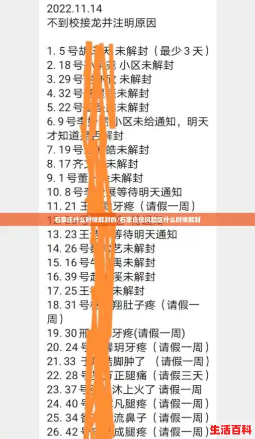 石家庄什么时候解封的/石家庄低风险区什么时候解封