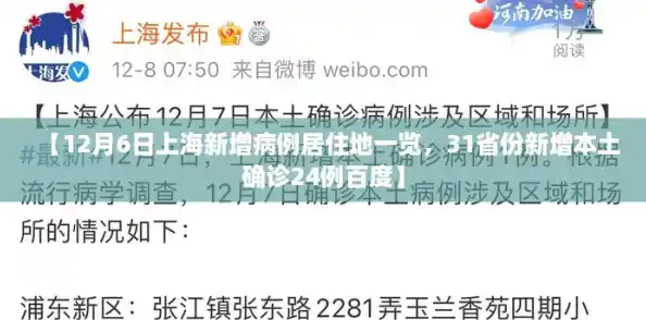 【12月6日上海新增病例居住地一览，31省份新增本土确诊24例百度】