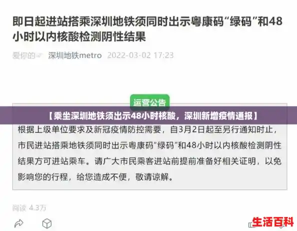 【乘坐深圳地铁须出示48小时核酸，深圳新增疫情通报】