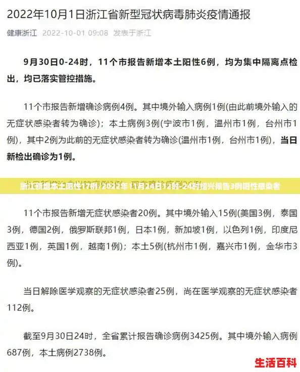 浙江新增本土阳性17例/2022年11月24日12时-24时绍兴报告3例阳性感染者 浙江新增本土阳性17例/2022年11月24日12时-24时绍兴报告3例阳性感染者