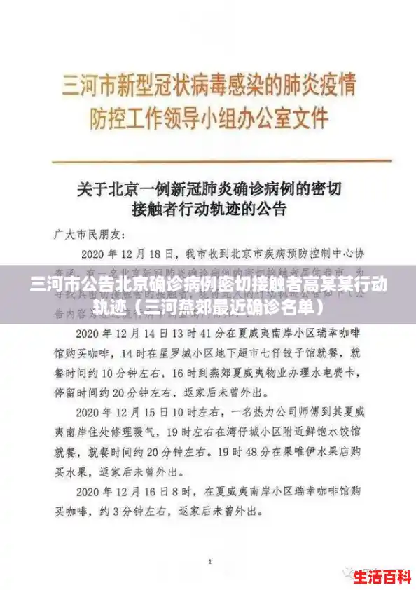 三河市公告北京确诊病例密切接触者高某某行动轨迹(三河燕郊最近确诊名单) 三河市公告北京确诊病例密切接触者高某某行动轨迹(三河燕郊最近确诊名单)