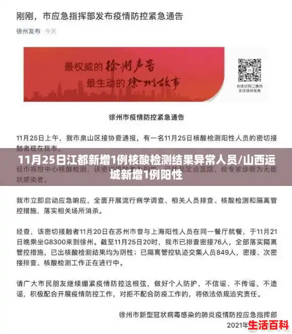 11月25日江都新增1例核酸检测结果异常人员/山西运城新增1例阳性 11月25日江都新增1例核酸检测结果异常人员/山西运城新增1例阳性