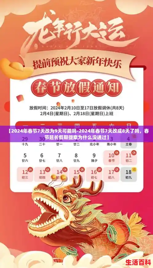 【2024年春节7天改为9天可能吗-2024年春节7天改成8天了吗，春节延长假期提案为什么没通过】
