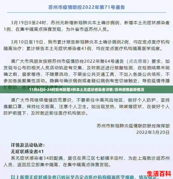 11月6日0-24时苏州新增3例本土无症状感染者详情/苏州疫情最新情况 11月6日0-24时苏州新增3例本土无症状感染者详情/苏州疫情最新情况