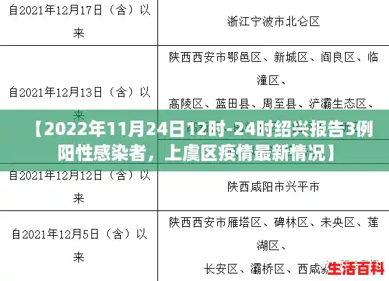 【2022年11月24日12时-24时绍兴报告3例阳性感染者，上虞区疫情最新情况】